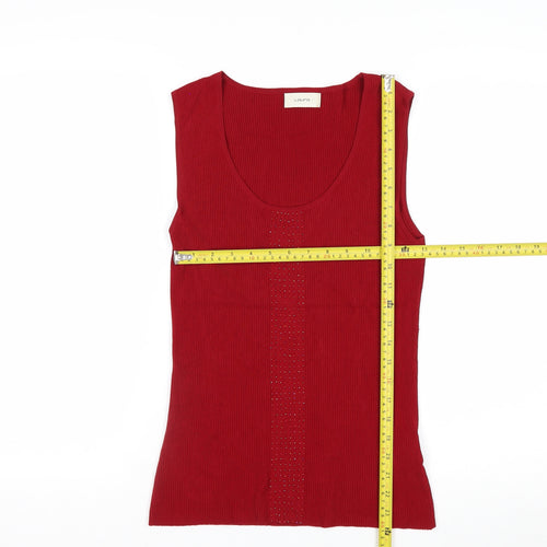 Laura Women's Red Rhinestone Scoop Neck Sleeveless Knit Vest S