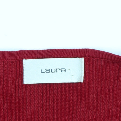 Laura Women's Red Rhinestone Scoop Neck Sleeveless Knit Vest S