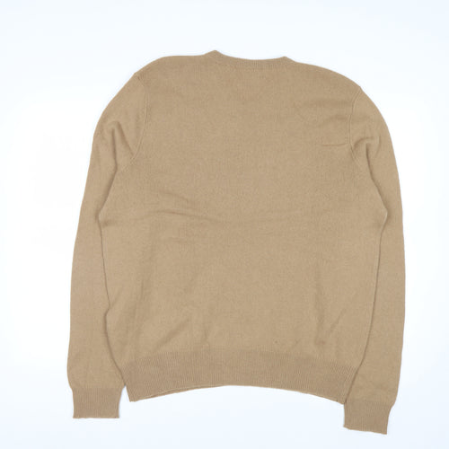 Ralph Lauren Men's Beige Wool V-Neck Pullover Jumper L