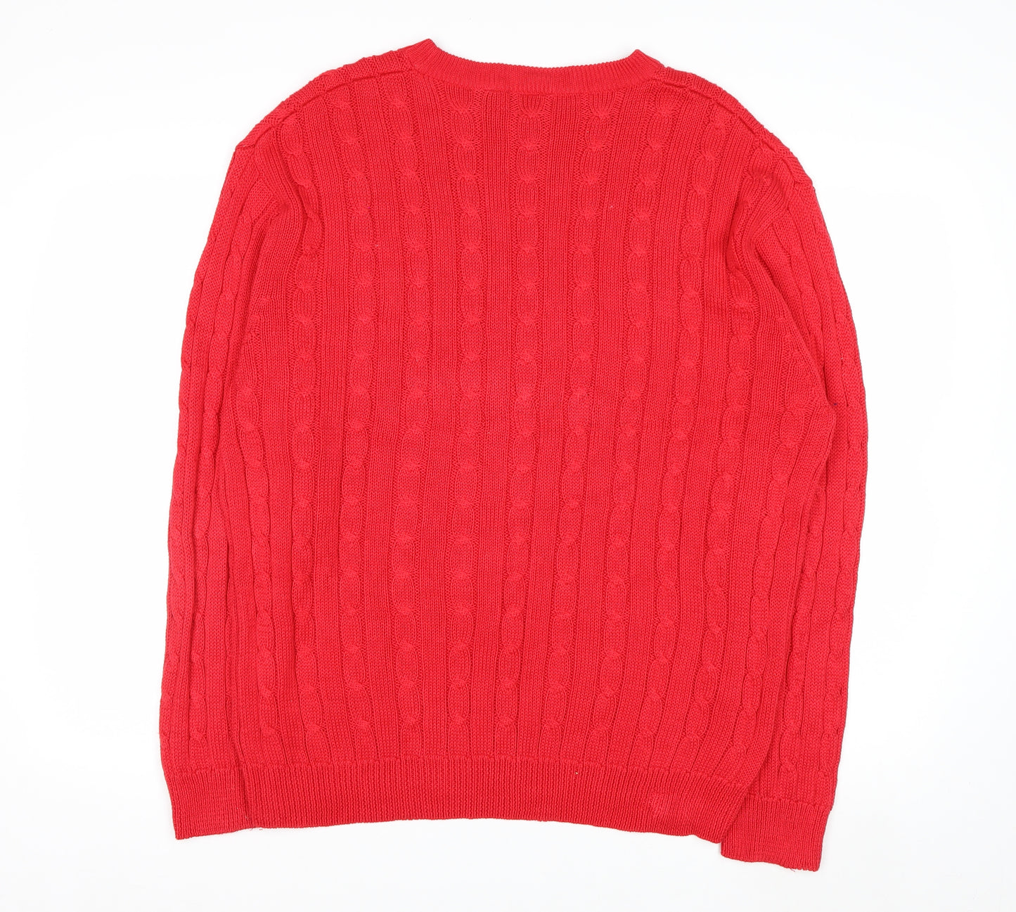 Jos. A. Bank Men's Red Cable-Knit Cotton Pullover Jumper L