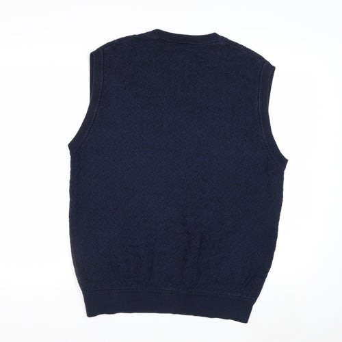 Greg Norman Men's Blue Cotton V-Neck Sleeveless Golf Vest L