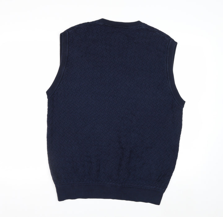 Greg Norman Men's Blue Cotton V-Neck Sleeveless Golf Vest L