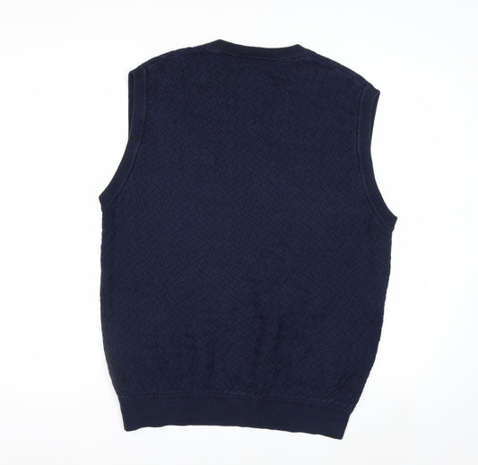 Greg Norman Men's Blue Cotton V-Neck Sleeveless Golf Vest L