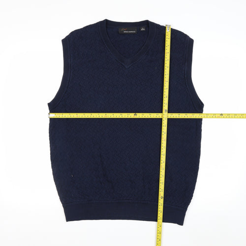 Greg Norman Men's Blue Cotton V-Neck Sleeveless Golf Vest L