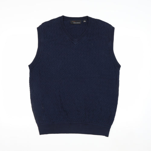 Greg Norman Men's Blue Cotton V-Neck Sleeveless Golf Vest L