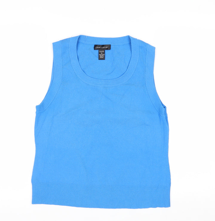 Cable & Gauge Women's Blue Sleeveless Knit Vest XL