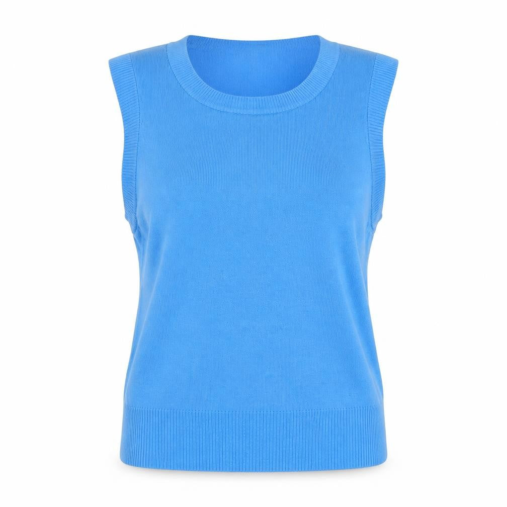 Front view of Cable & Gauge Women's Blue Sleeveless Knit Vest XL