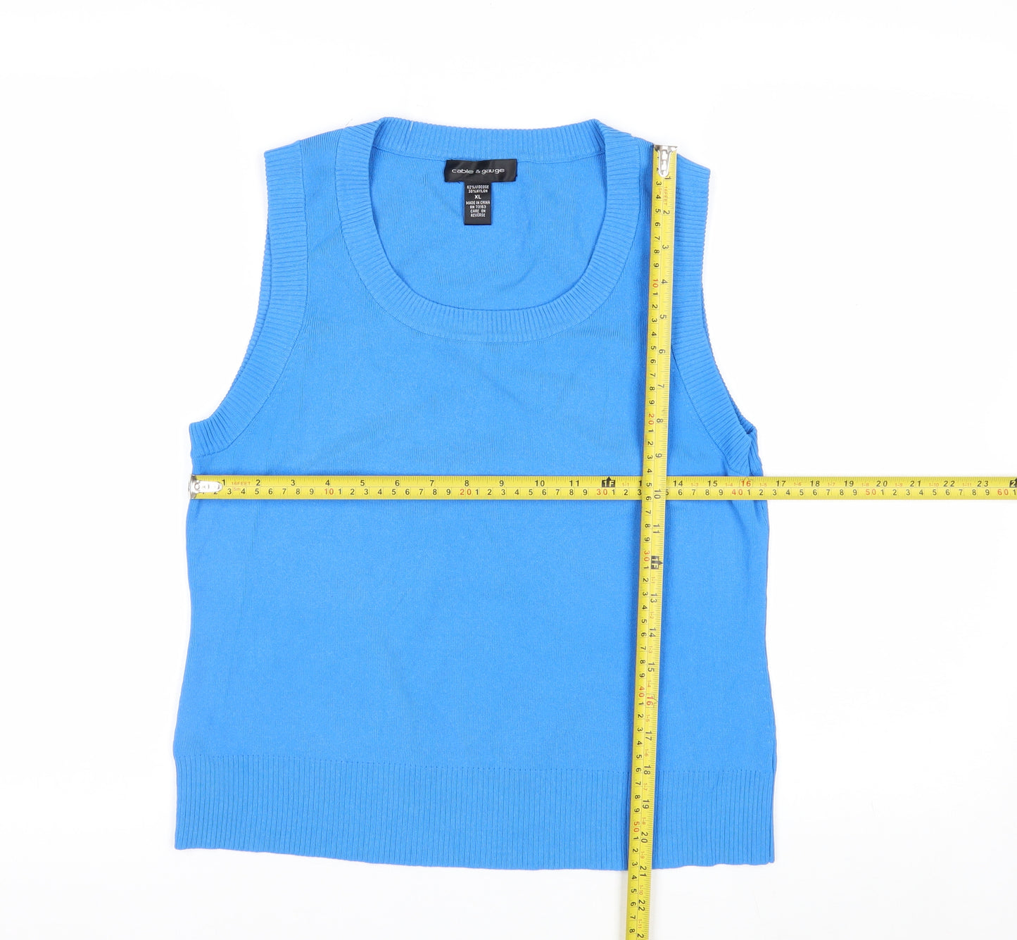 Cable & Gauge Women's Blue Sleeveless Knit Vest XL