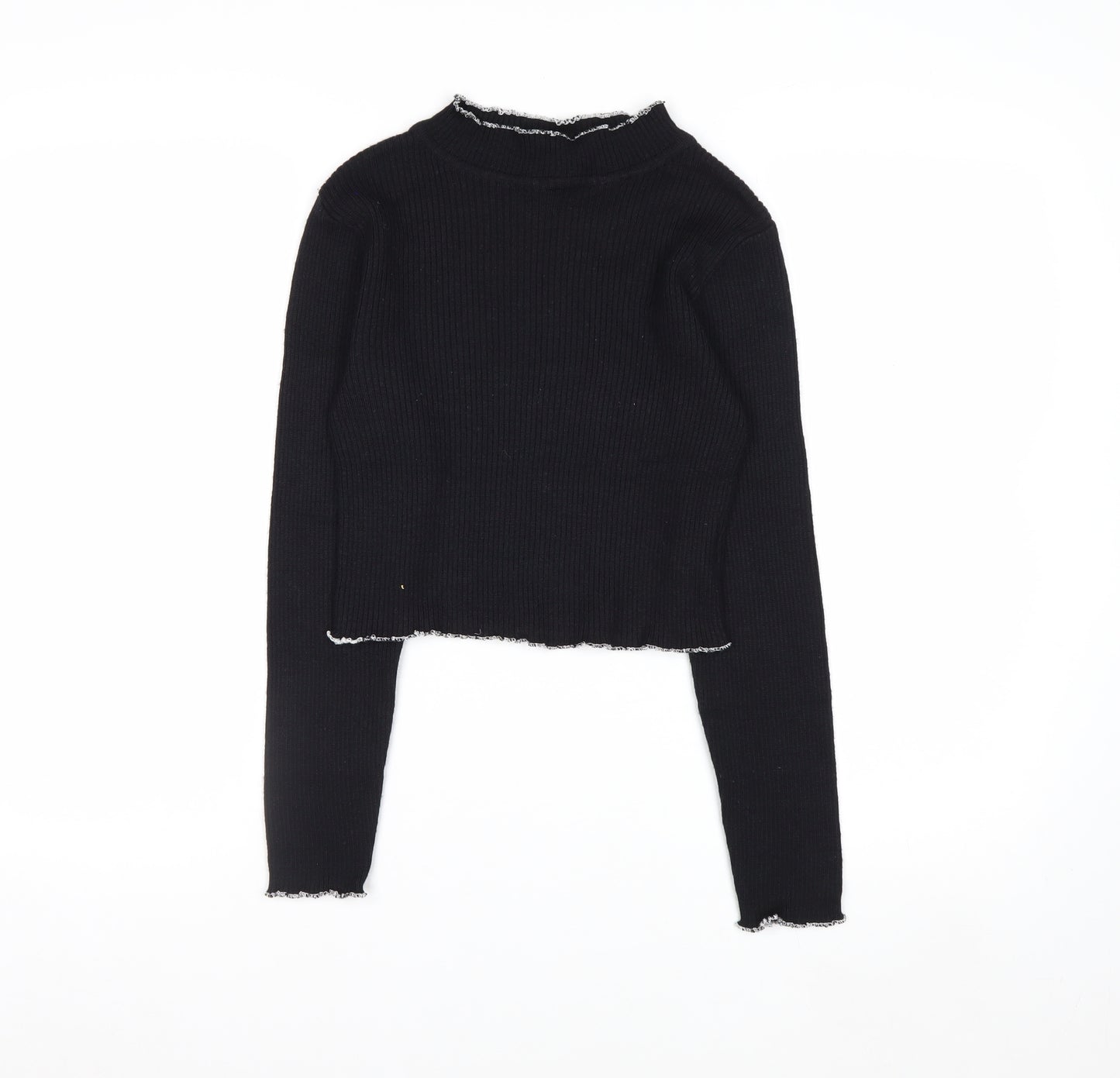 Beyond Retro Womens Black Mock Neck Slim Fit Knit Jumper Size S