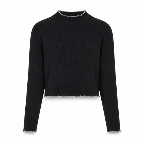 Beyond Retro Womens Black Mock Neck Slim Fit Knit Jumper Size S