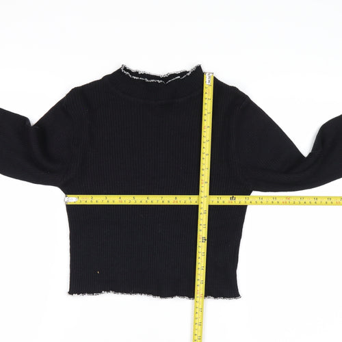 Beyond Retro Womens Black Mock Neck Slim Fit Knit Jumper Size S