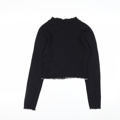 Beyond Retro Womens Black Mock Neck Slim Fit Knit Jumper Size S