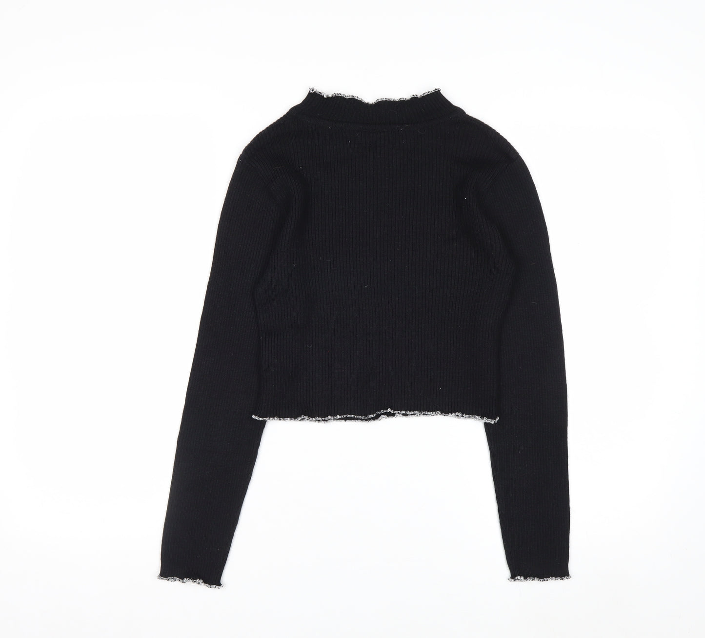 Beyond Retro Womens Black Mock Neck Slim Fit Knit Jumper Size S