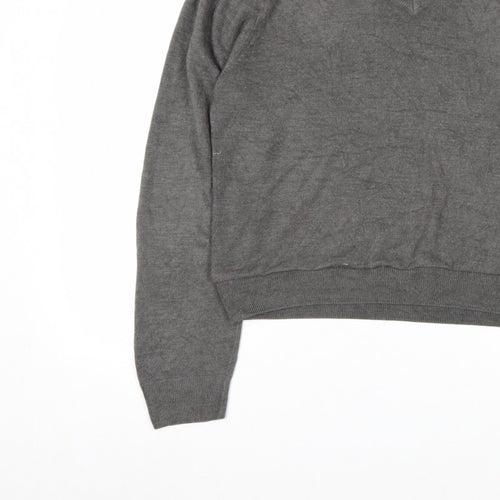 Beyond Retro Men's Grey V-Neck Knit Jumper Size M Classic Fit