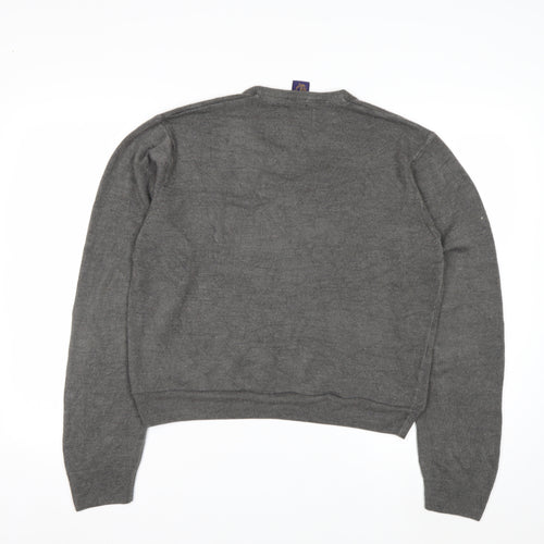 Beyond Retro Men's Grey V-Neck Knit Jumper Size M Classic Fit