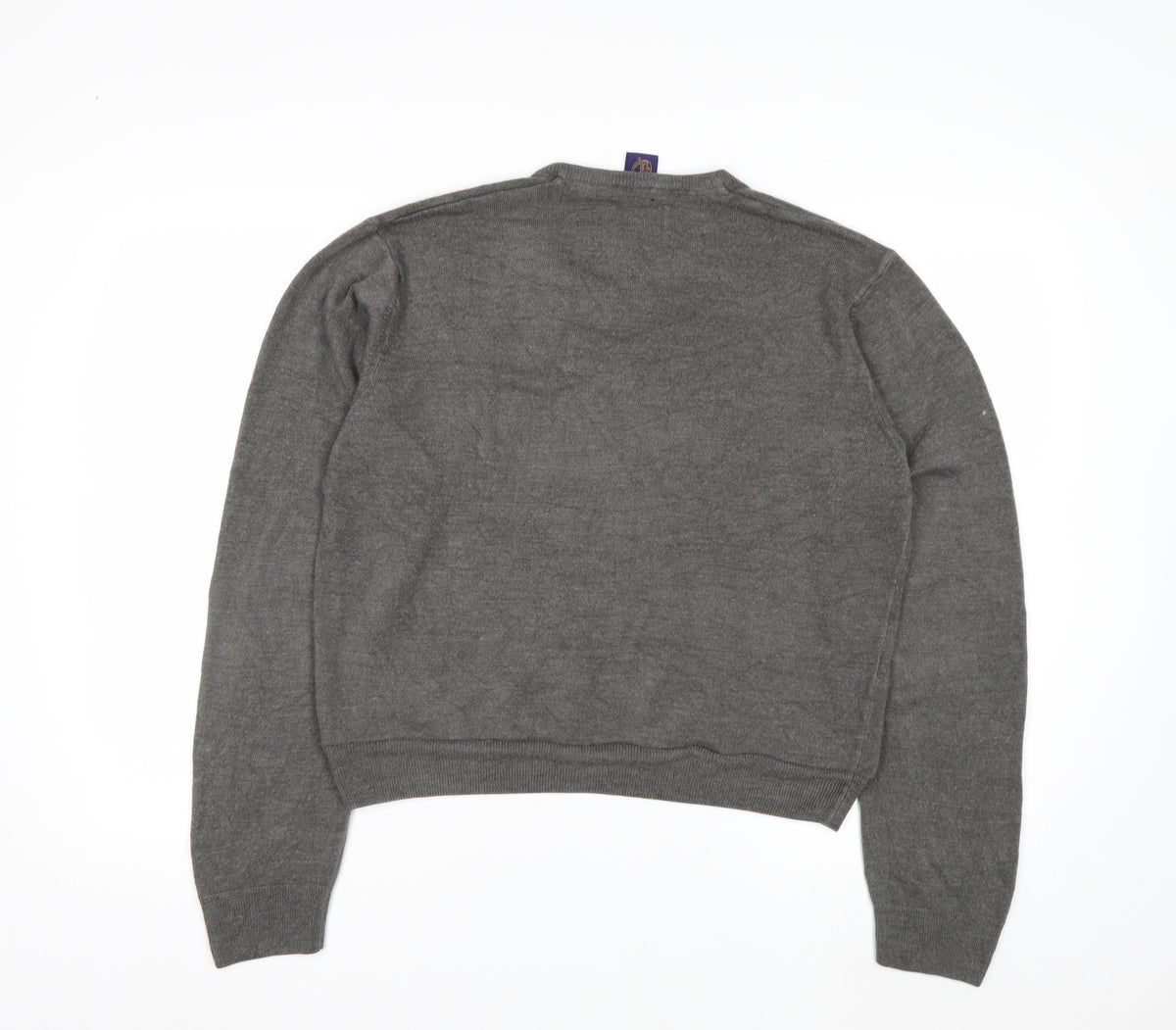 Beyond Retro Men's Grey V-Neck Knit Jumper Size M Classic Fit