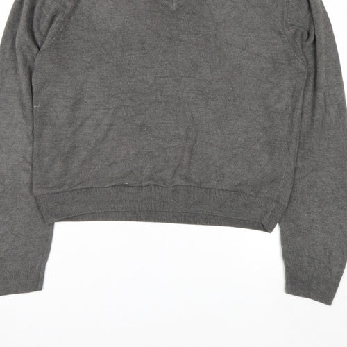 Beyond Retro Men's Grey V-Neck Knit Jumper Size M Classic Fit