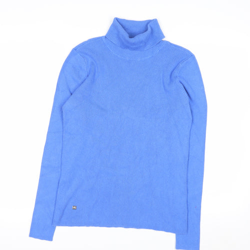 Lauren Ralph Lauren Women's Blue Roll Neck Cotton Jumper L