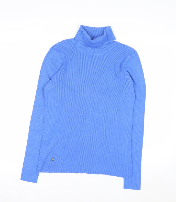 Lauren Ralph Lauren Women's Blue Roll Neck Cotton Jumper L