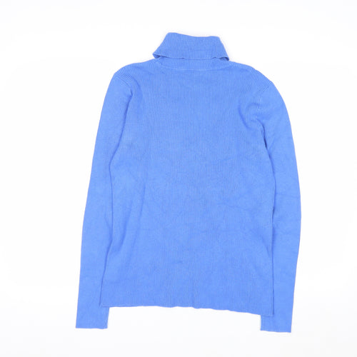 Lauren Ralph Lauren Women's Blue Roll Neck Cotton Jumper L