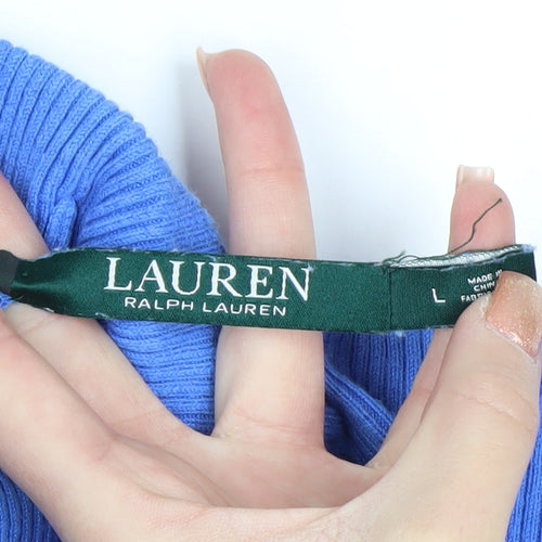 Lauren Ralph Lauren Women's Blue Roll Neck Cotton Jumper L