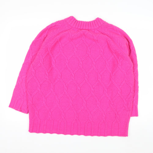 Next Women’s Pink V-Neck Cable-Knit Wool Blend Jumper L
