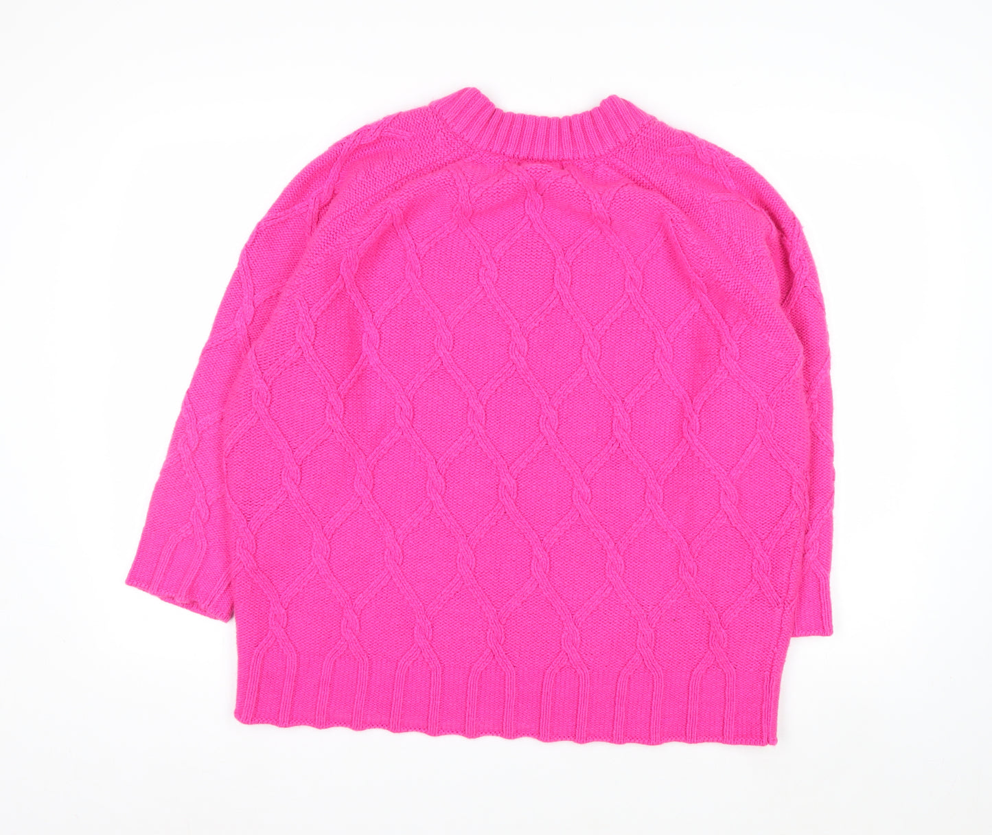 Next Women’s Pink V-Neck Cable-Knit Wool Blend Jumper L