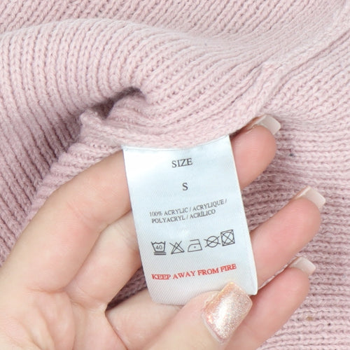 QED London Women Pink Acrylic Belted Long Sleeve Pullover Jumper Size S