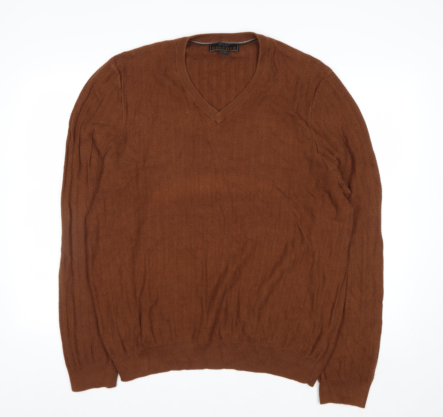 Jos. A. Bank Reserve Men’s Brown XL V-Neck Cotton Silk Jumper