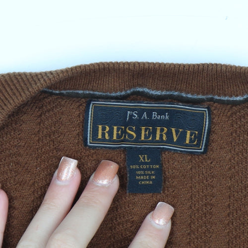 Jos. A. Bank Reserve Men’s Brown XL V-Neck Cotton Silk Jumper