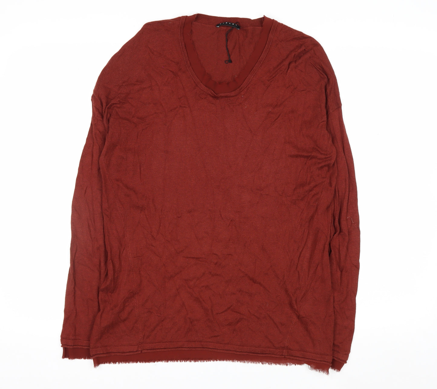Sisley Women's Brown V-Neck Knit Pullover Jumper XS