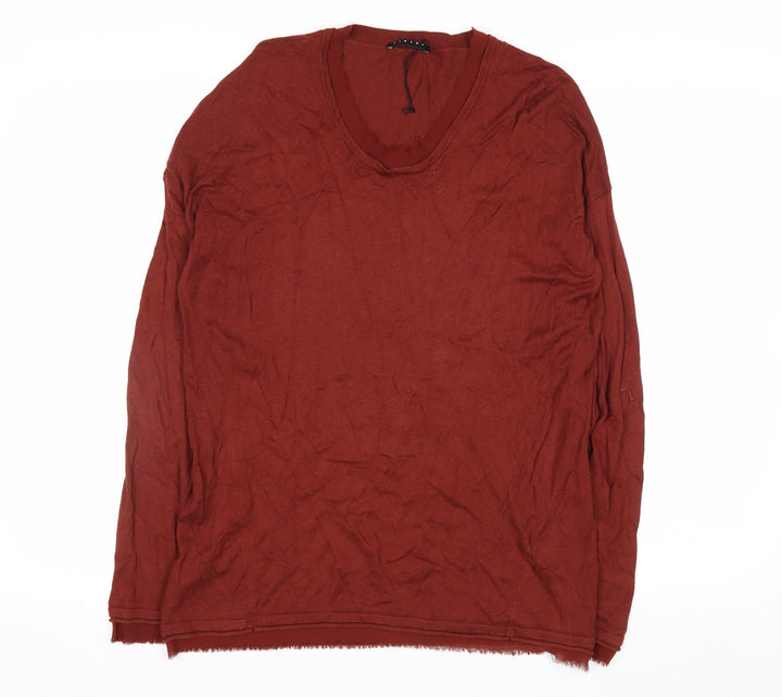 Sisley Women's Brown V-Neck Knit Pullover Jumper XS