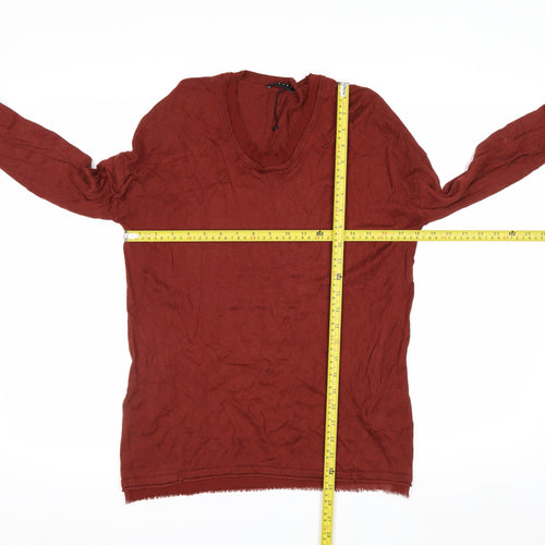 Sisley Women's Brown V-Neck Knit Pullover Jumper XS