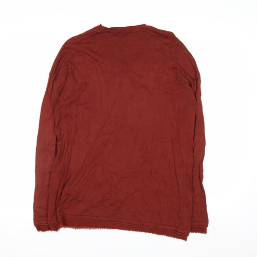 Sisley Women's Brown V-Neck Knit Pullover Jumper XS