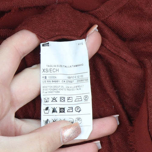 Sisley Women's Brown V-Neck Knit Pullover Jumper XS