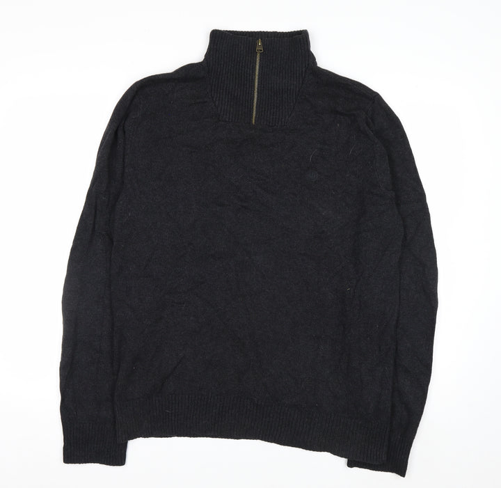 Fat Face Men’s Grey 1/2 Zip Cotton Cashmere Jumper L