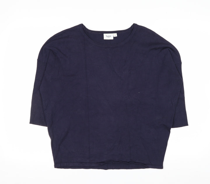 Saint Tropez Women's Blue Relaxed Fit Knit Pullover Jumper M