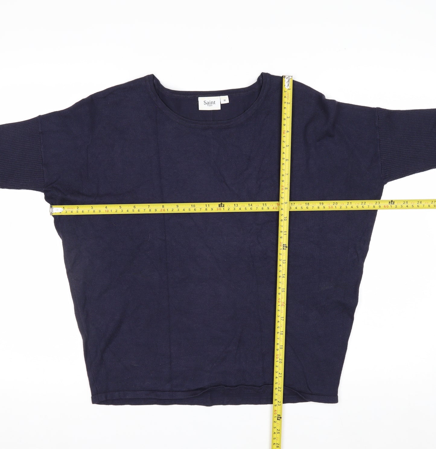 Saint Tropez Women's Blue Relaxed Fit Knit Pullover Jumper M