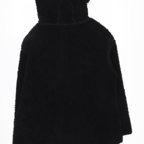 H&M Women’s Black Fleece 1/4 Zip Hooded Pullover Jumper Size 12