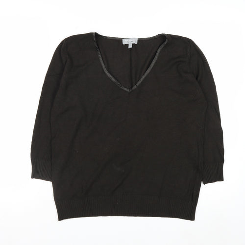 Marks and Spencer Per Una Women's Black V-Neck Jumper Size 16