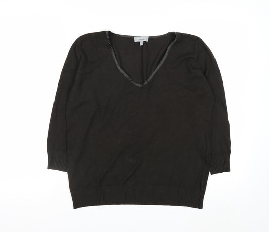 Marks and Spencer Per Una Women's Black V-Neck Jumper Size 16