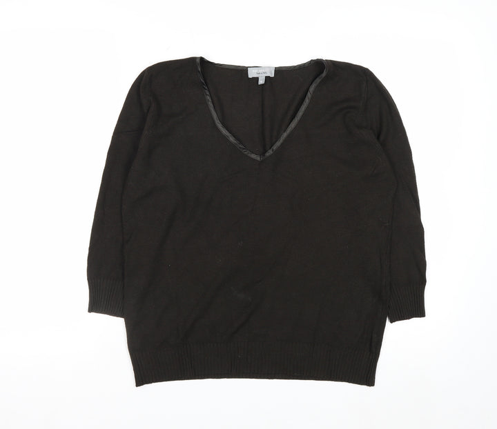 Marks and Spencer Per Una Women's Black V-Neck Jumper Size 16