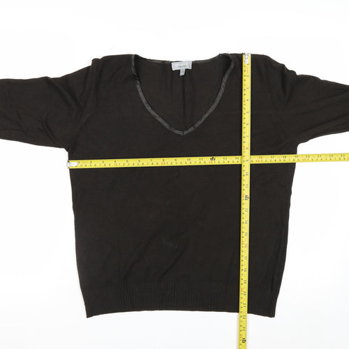 Marks and Spencer Per Una Women's Black V-Neck Jumper Size 16
