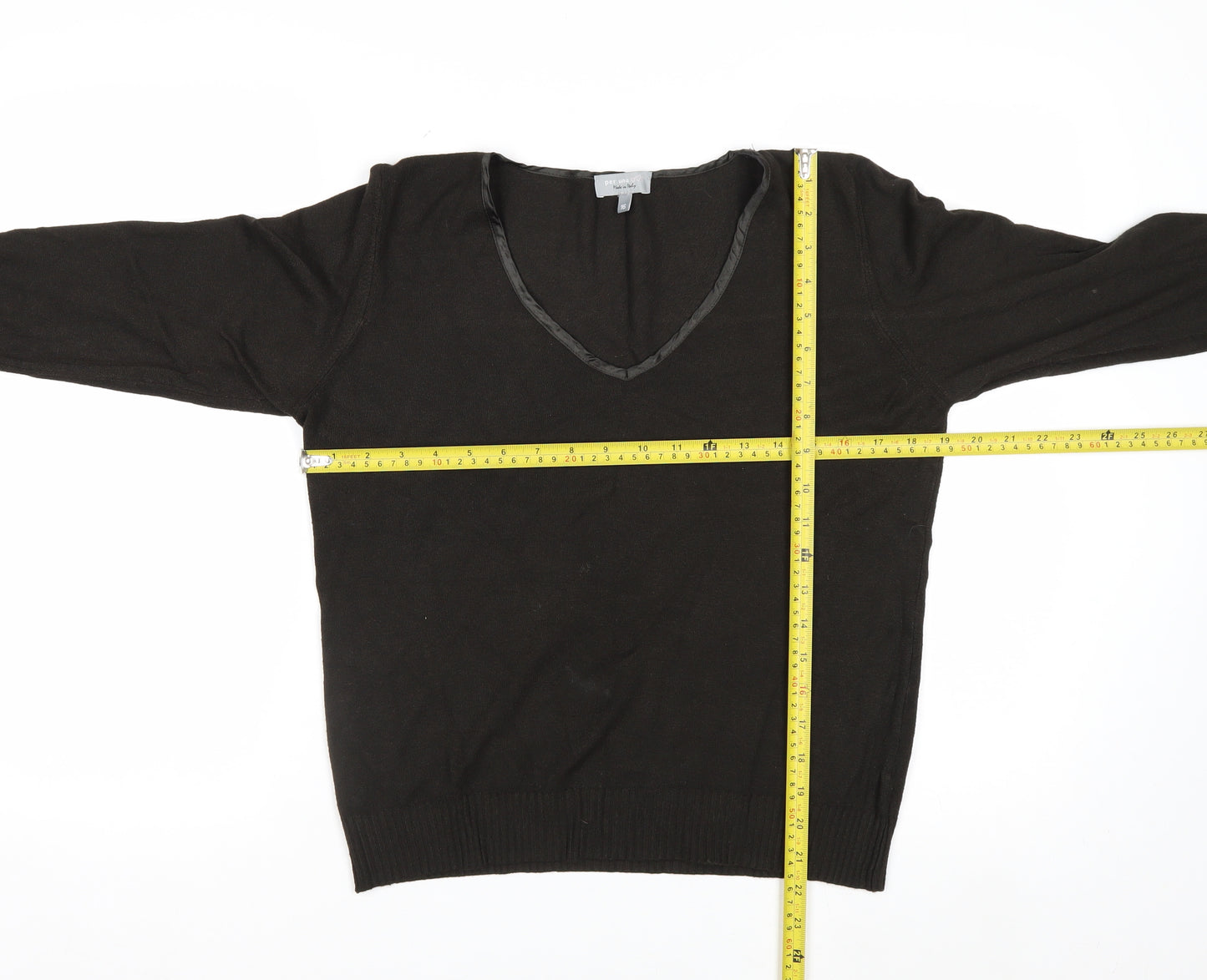 Marks and Spencer Per Una Women's Black V-Neck Jumper Size 16
