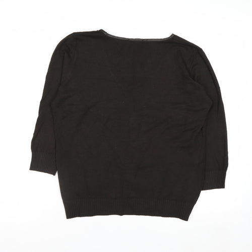 Marks and Spencer Per Una Women's Black V-Neck Jumper Size 16