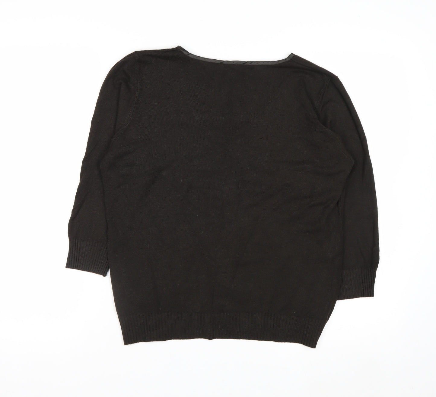 Marks and Spencer Per Una Women's Black V-Neck Jumper Size 16