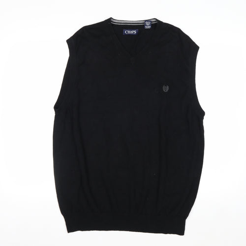 Chaps Men's Black Cotton V-Neck Sleeveless Jumper Vest XL