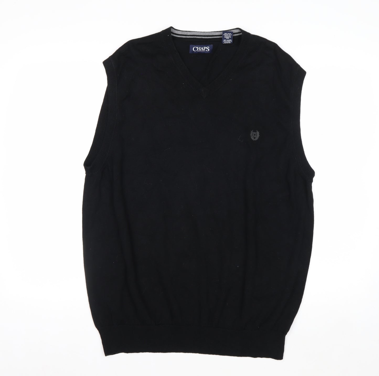 Chaps Men's Black Cotton V-Neck Sleeveless Jumper Vest XL