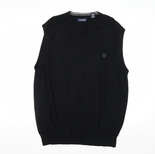 Chaps Men's Black Cotton V-Neck Sleeveless Jumper Vest XL