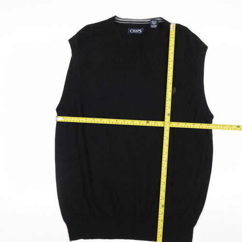 Chaps Men's Black Cotton V-Neck Sleeveless Jumper Vest XL